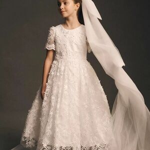 Elegant White Lace Kids Formal Dress
